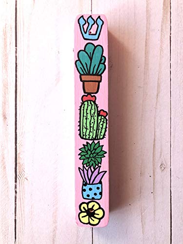 Lea Joelle Handmade Flower Mezuzah with Succulent Pot