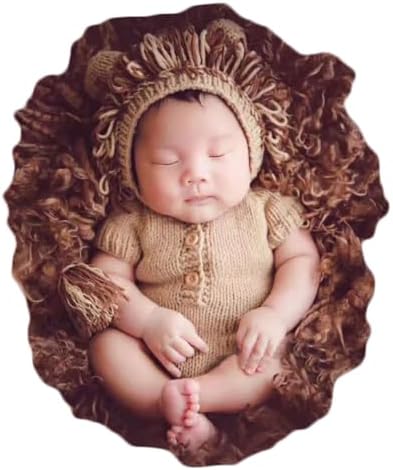 Coberllus Lion Baby Hat with Bodysuit Photography Set