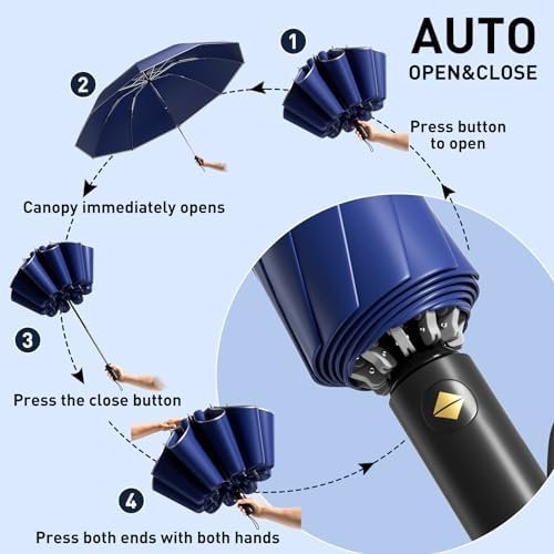 MJOFFIN 48 Inch Windproof Inverted Umbrella with Case