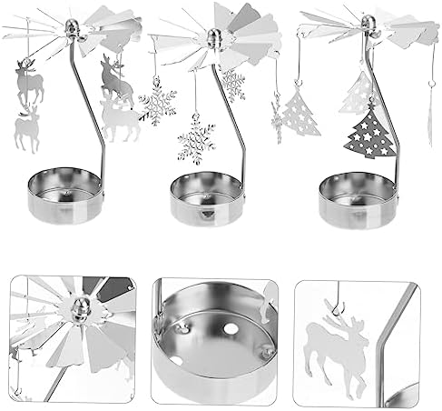 Rotating Metal Snowflake Candle Holder for Christmas Decor
