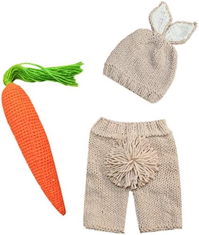 IDOPIP Newborn Baby Easter Bunny Photo Costume Set