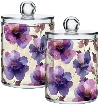 2-Pack QTip Holder Dispenser Clear Acrylic Jars