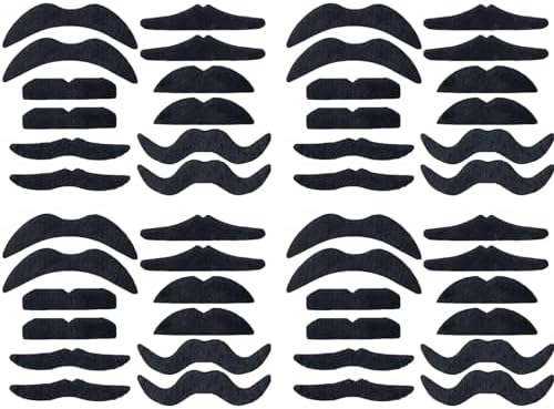 48 Pcs Fake Mustaches with 6 Styles for Halloween