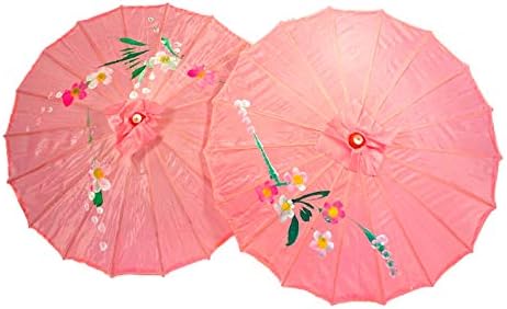TJ Global 33 Bamboo Parasol Umbrellas - 2 Pink