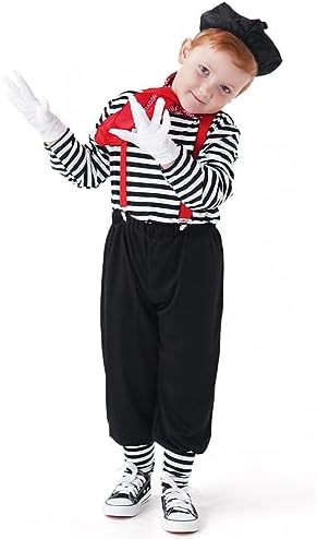 IBTOM CASTLE Boys Old Man Costume 4pcs Jumpsuit Hat Glasses Beard