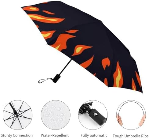 NAWFIVE Circle Fire Flame Pattern Travel Umbrella