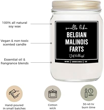 Belgian Malinois Dog Fart Candle - Lavender Vanilla
