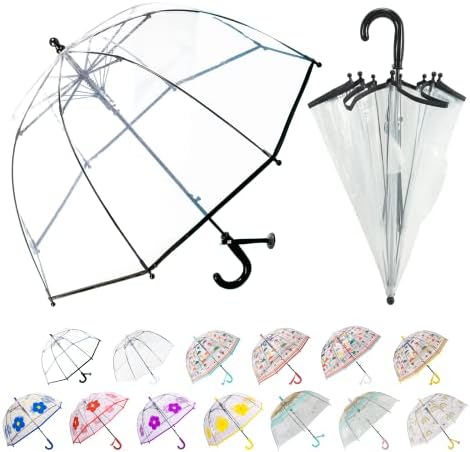 LLanxiry Kids Clear Bubble Umbrella Automatic Open Lightweight