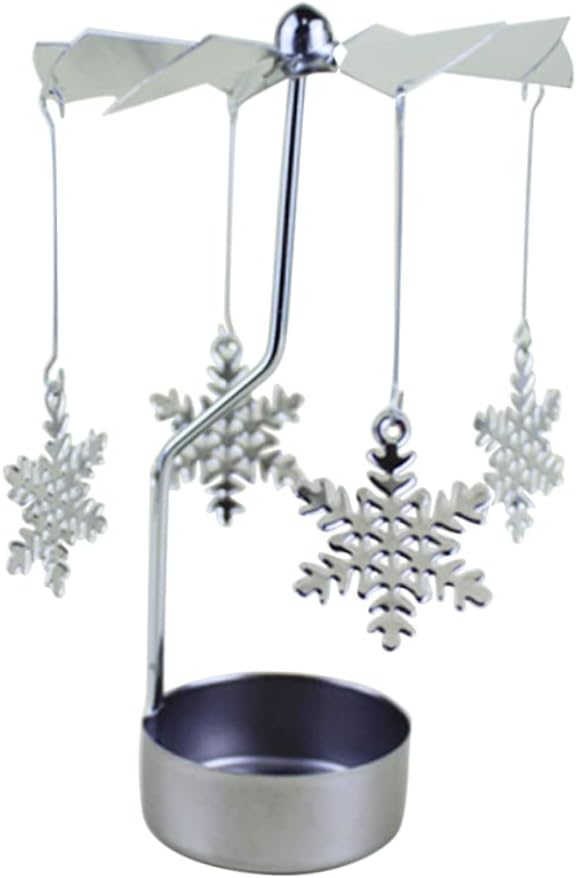 VOSAREA Rotating Snowflake Candle Holder for Holiday Decor