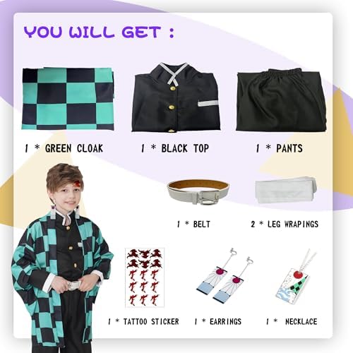 Men Kimono Costume Boys Cloak Set Halloween Pink Uniform With Accessories