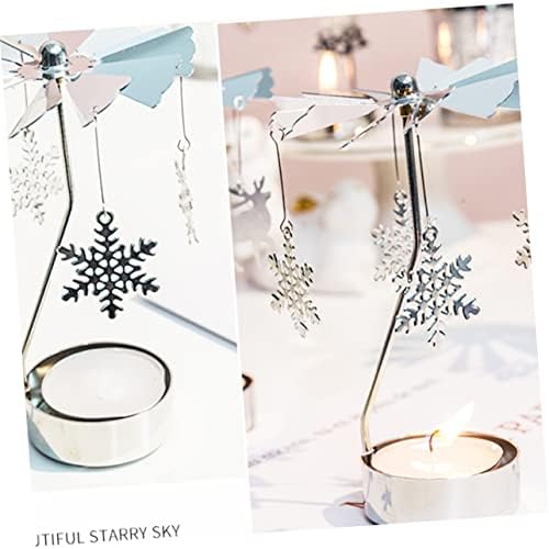VOSAREA Rotating Snowflake Candle Holder for Holiday Decor