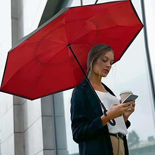 G4Free 62 Inch Reverse Folding Umbrella with C-Handle