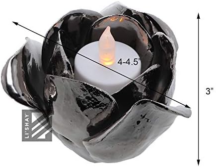 Silver Rose Petal Tea Light Votive Holder