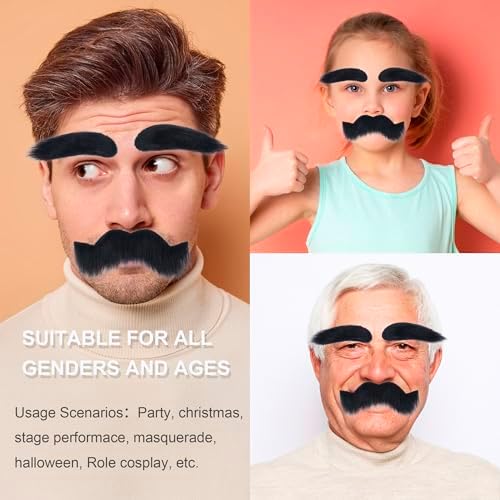 Yan Dream Unisex Fake Mustache and Eyebrows Set