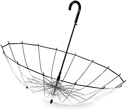 Lancoon Clear Bubble Umbrella 16 Ribs Windproof Auto Open KS10Black