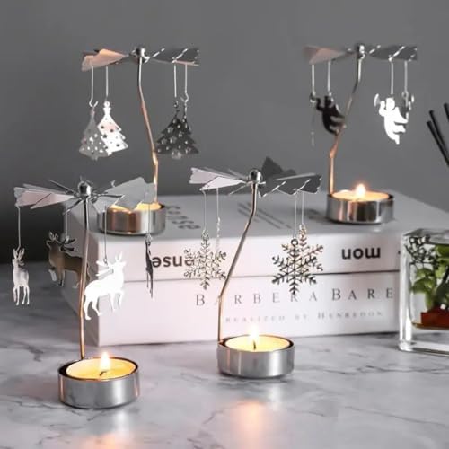 Rotating Candle Holder with Snowflake Design