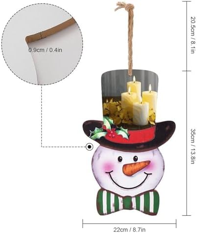 Christmas Snowman Wooden Sign with Rope
