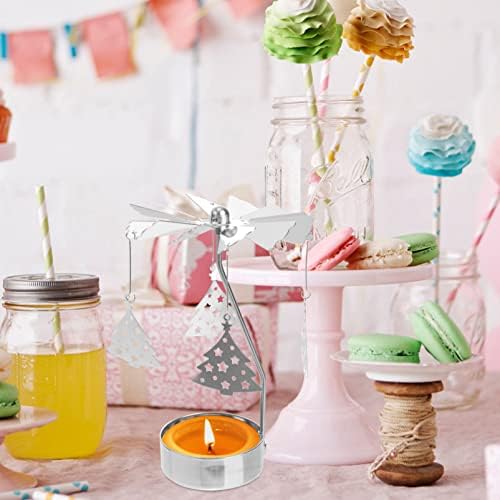 IMIKEYA 3pcs Rotating Candle Holders for Christmas Desk