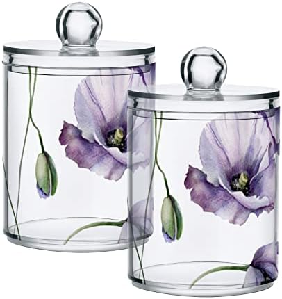 ALAZA 2 Pack QTip Holder Dispenser Clear Plastic Acrylic Jar Set