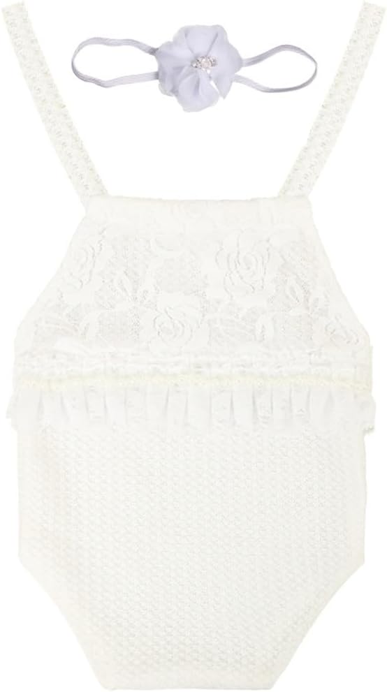 Vomdrok Newborn Baby Girl Photo Costume Headband Romper Set