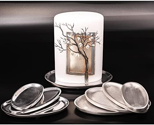 NKlaus Oval Candle Plate 12x6cm Silver Aluminum
