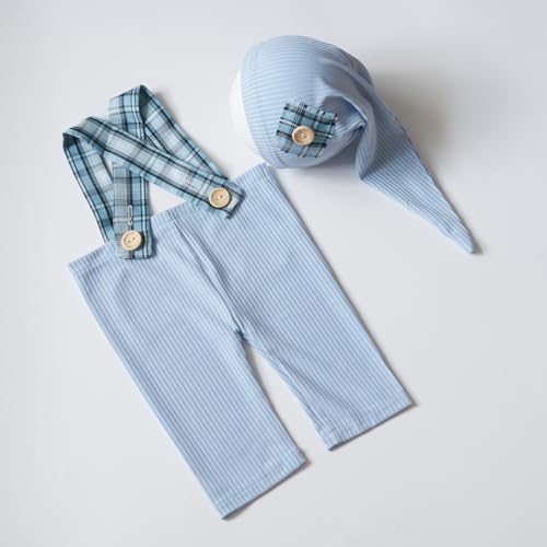 Zeroest Newborn Boy Photo Outfit with Suspenders and Hat