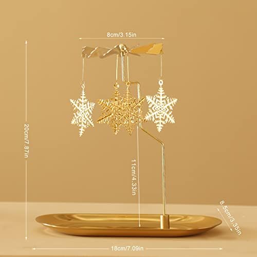 Creahaus Gold Snowflake Spinning Candle Holder with Tray