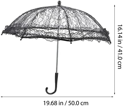 Toyvian Mini Black Lace Parasol Wedding Umbrella