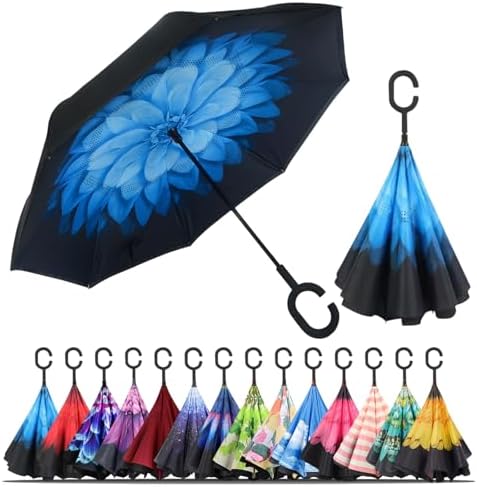 LLanxiry Inverted Umbrella with C-Shaped Handle