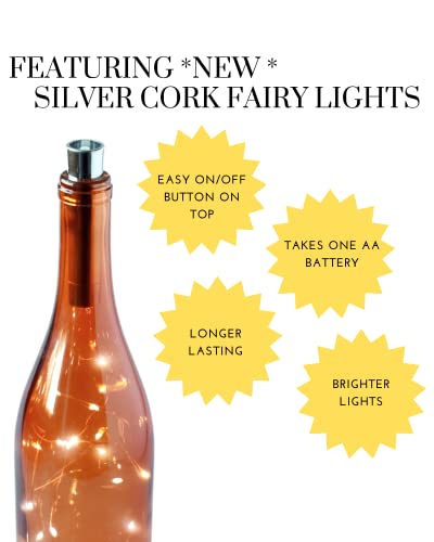 Orange Wine Bottle With Twinkle Fairy Lights Powered From Cork