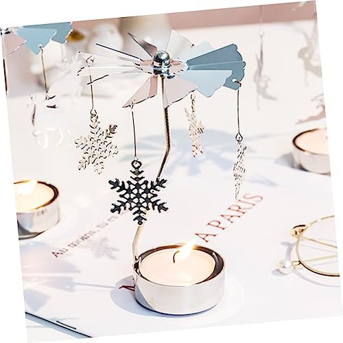 VOSAREA Rotating Snowflake Candle Holder for Holiday Decor
