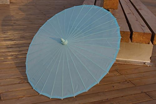 Plain Bamboo Cloth Parasol Umbrella Light Blue