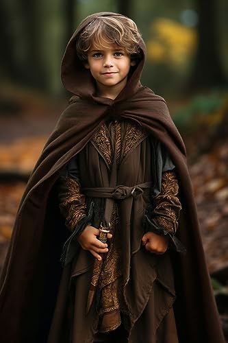 HOMELEX Boys Medieval Cloak With Hood Halloween Costume