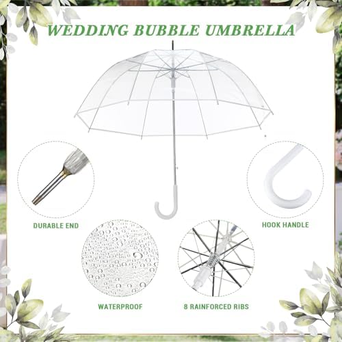 36 Pcs Clear Bubble Wedding Umbrellas with J Hook Handle