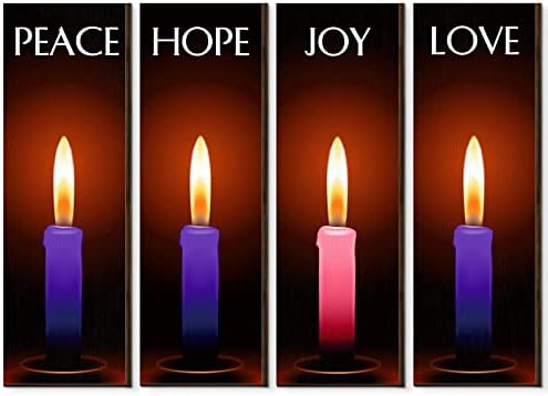 Roowest 4 Piece Christmas Advent Candles Wall Decor