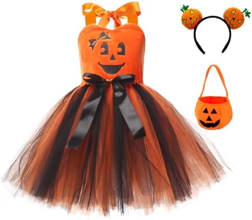 FYMNSI 3PCS Kids Halloween Pumpkin Tutu Dress Set