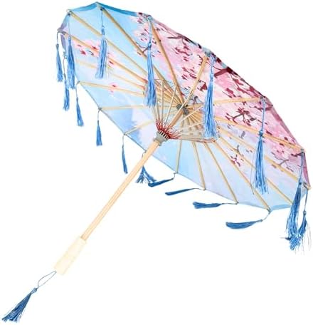 THY COLLECTIBLES 33 Silk Parasol Umbrella with Tassels