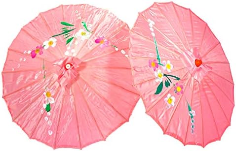 TJ Global 33 Bamboo Parasol Umbrellas - 2 Pink