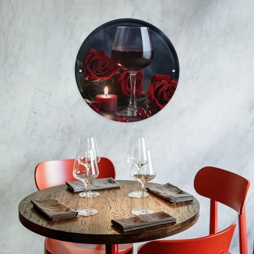 Red Wine Rose And Candle Wall Art Decor 1