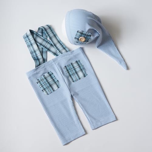 Zeroest Newborn Boy Photo Outfit with Suspenders and Hat