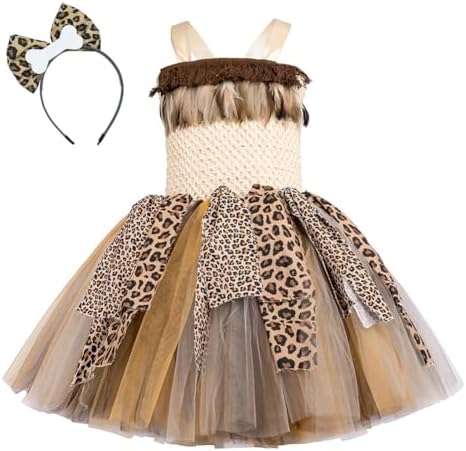 IDOPIP Girl Jungle Safari Halloween Costume Dress