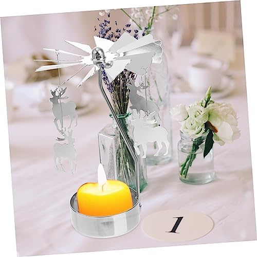 GRIRIW Rotating Snowflake Candle Holder