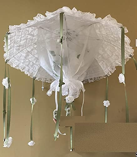 FavorOnline Shower of Happiness White Lace Umbrella with Rose Petals and Confetti