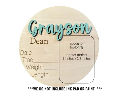 Personalized Birth Announcement Sign with Footprints and Stats 1