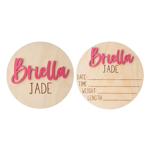 Personalized Newborn Announcement Sign - Wooden Birth Sign with Acrylic Name