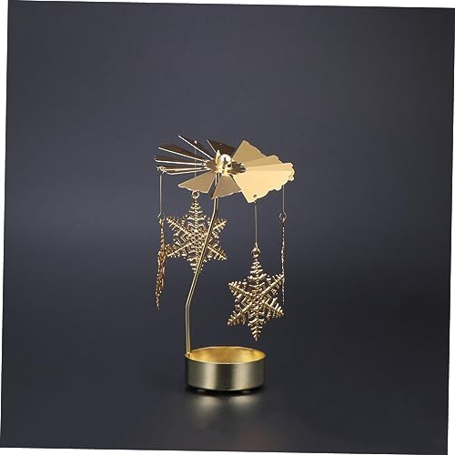 PRETYZOOM Rotating Windmill Tea Light Holder with Snowflake Design