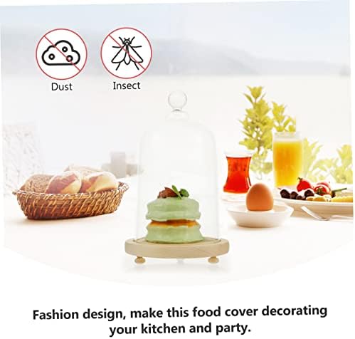 DOITOOL Clear Glass Dome Cloche with Wood Base