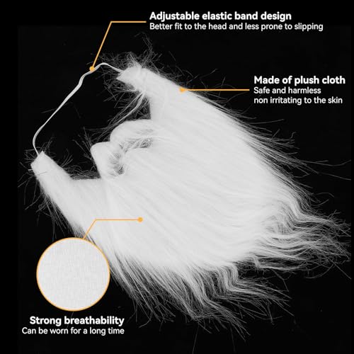 Agatige White False Beard with Elastic Band for Halloween Costume