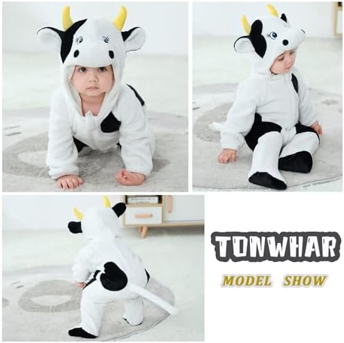 TONWHAR Animal Hooded Flannel Romper for Baby