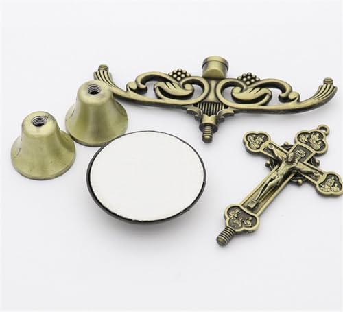 3 Arm Candlestick Holder with Crucifix Design Bronze 13x12cm